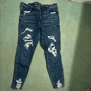 American Eagle High Rise Jeggings Distressed Blue Jeans